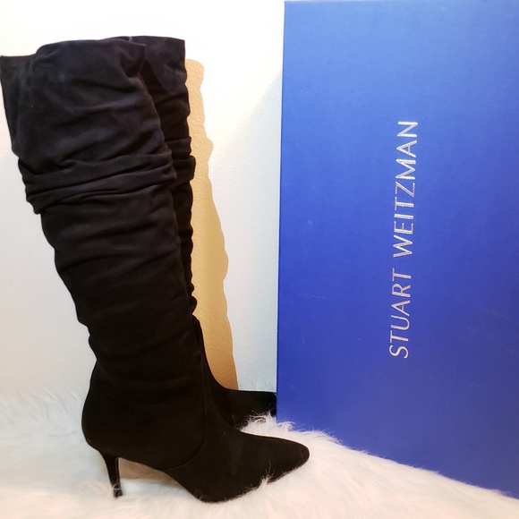STUART WEITZMAN LAFAYETTE BLACK SUEDE BOOTS - Picture 4 of 8